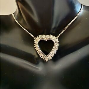 Sterling Silver Heart Choker Necklace 925 37.5 CM 6.7 Grams
